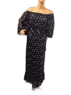 VS Moda International Floral Off Shoulder Maxi Dress Boho Romantic XS